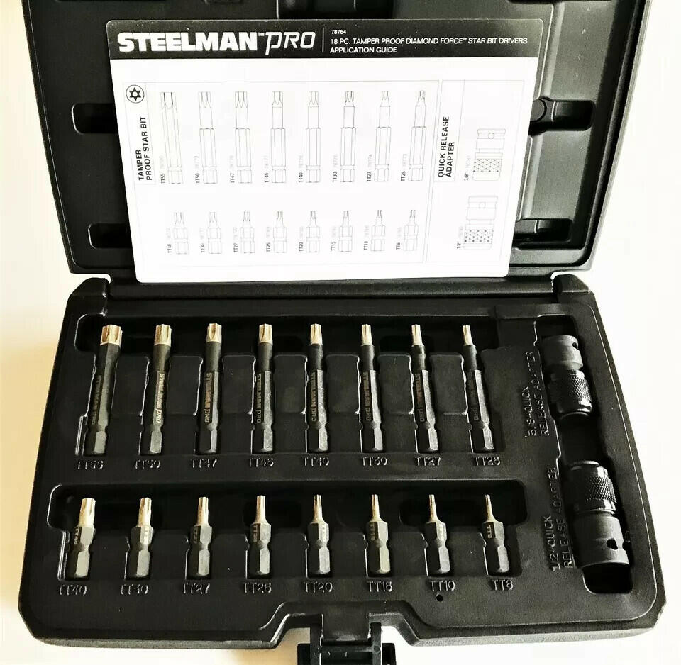 Steelman Pro 18pc Tamper-Proof Star Bit Socket Set 78764, Tool Kit