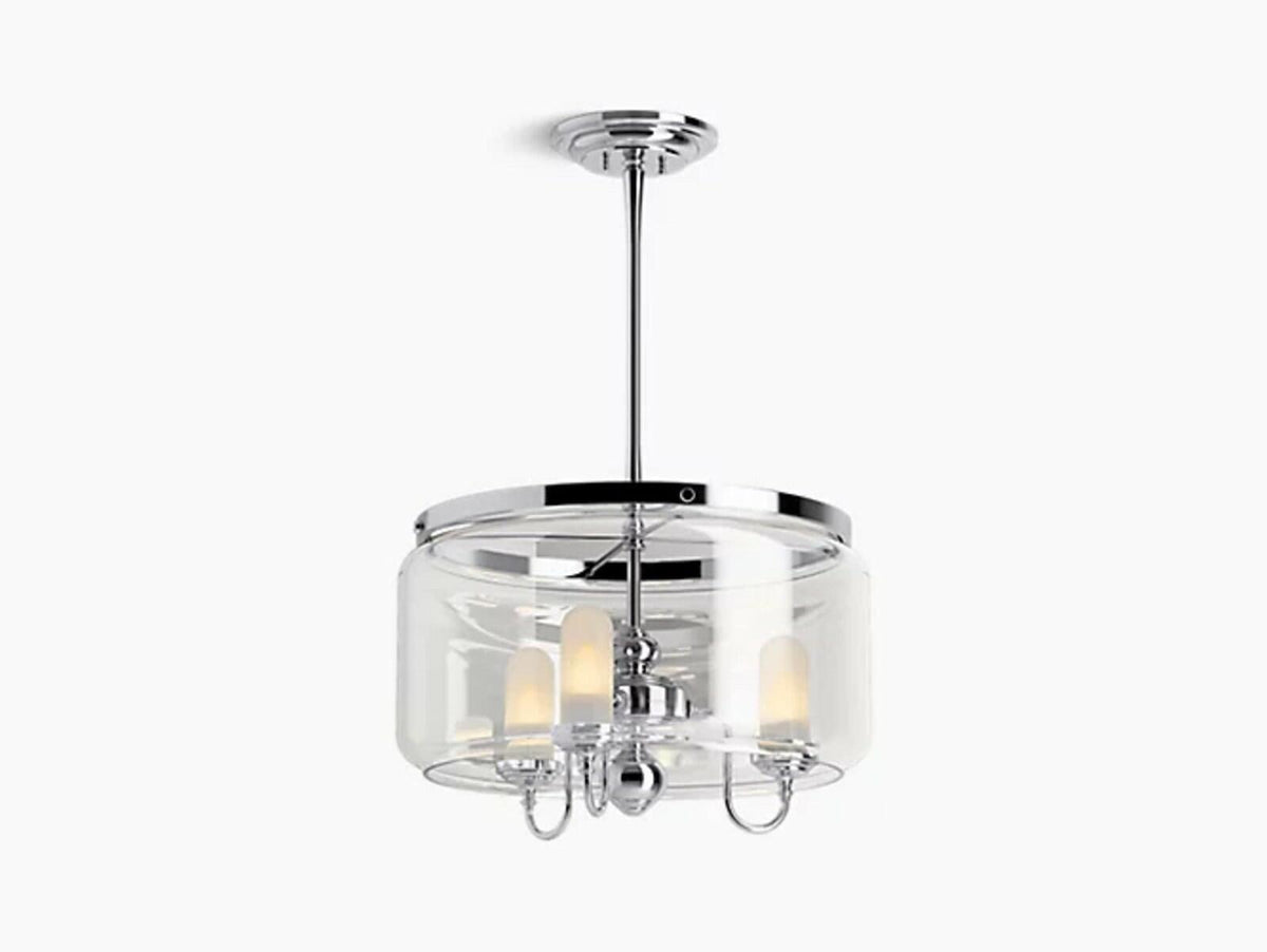 Kohler Artifacts 3-Light Polished Chrome Chandelier Adjustable Drum Shades