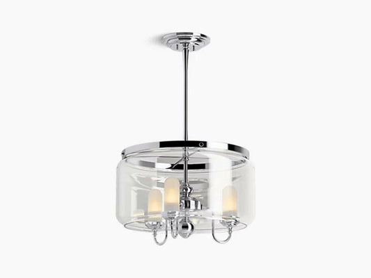 Kohler Artifacts 3-Light Polished Chrome Chandelier Adjustable Drum Shades