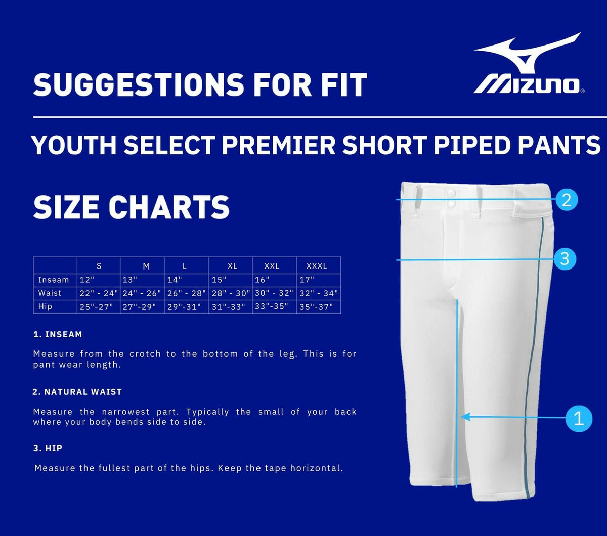 Mizuno Youth Premier Baseball Pants, Grey/Navy, 3X-Large