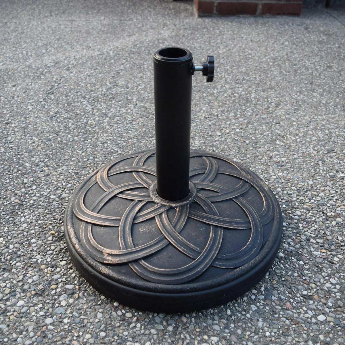 Antique Bronze 33 lb Patio Umbrella Stand Base with Adapters for Stability