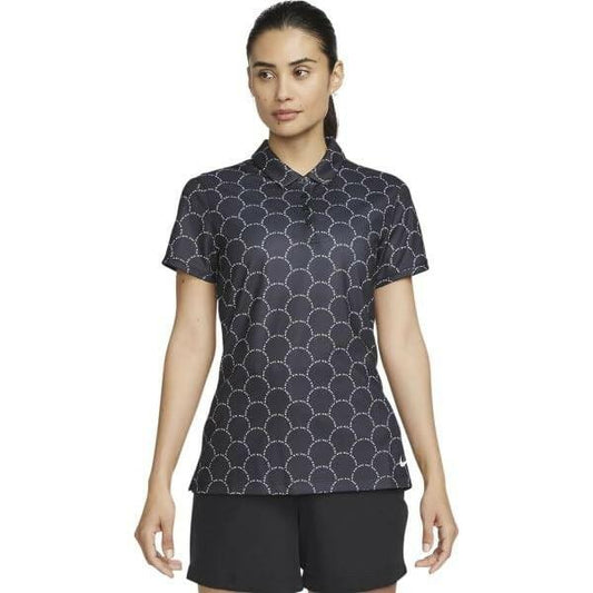 Nike Women's Dri-FIT Victory Printed Golf Polo Black White XS