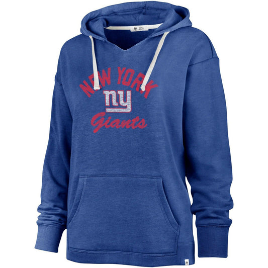 '47 York Giants Wrapped Up Kennedy Women's V-Neck Hoodie Royal Blue S