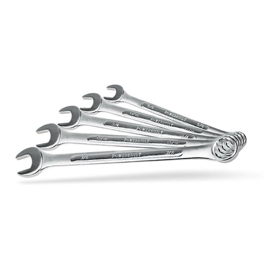 Powerbuilt 5-Piece SAE Combination Wrench Set with Storage Tray, Model 640079