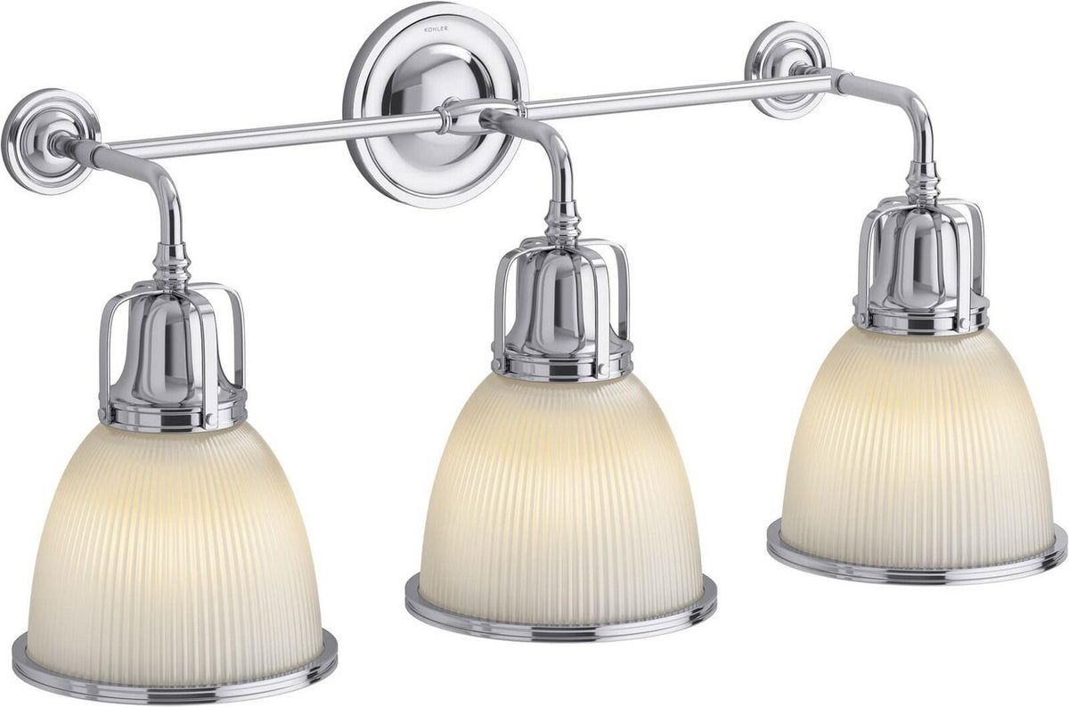 Kohler Hauksbee 32283-SC03 28 in 3 Light Wall Sconce Polished Nickel Glass Shade