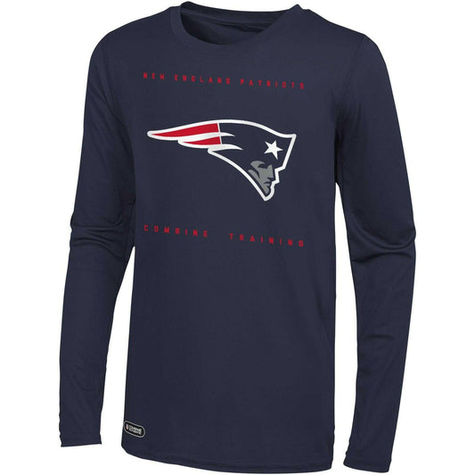 Outerstuff Men's England Patriots Navy Long Sleeve T-Shirt Crew Neck Medium