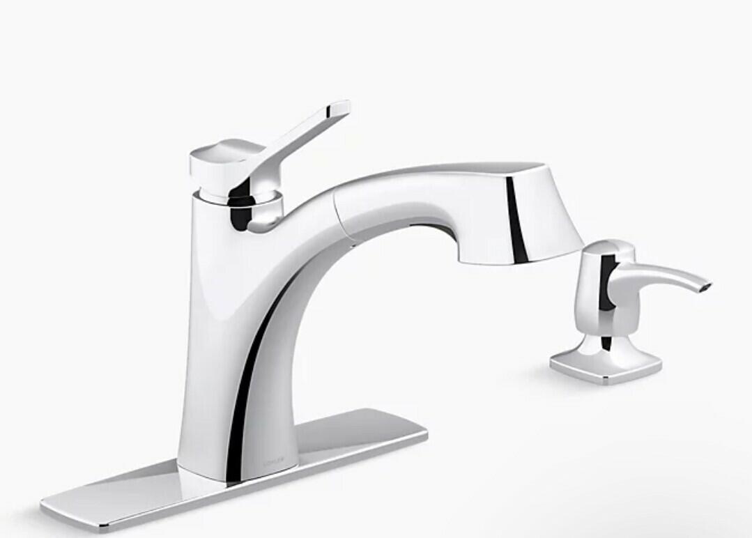 Kohler Maxton R30124-SD-CP-OpenBox Pull Out Kitchen Faucet w/Soap Dispenser