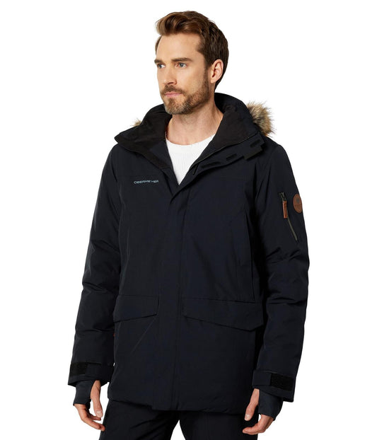 Obermeyer Ridgeline Men's Ski Jacket XXL Black 15K Waterproof Faux Fur Parka