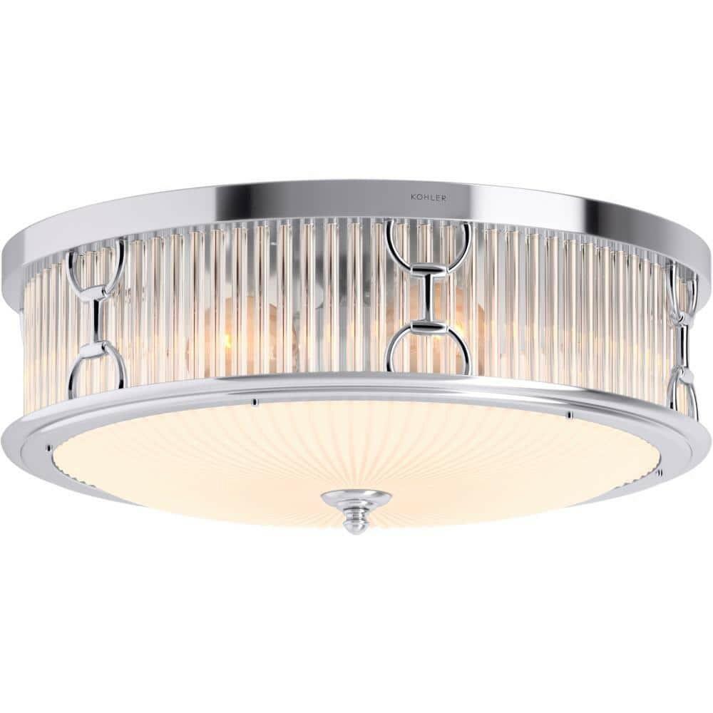 Kohler Terret 27750-FM03-CPL 15" 3-Light Drum Flush Ceiling Light Polished
