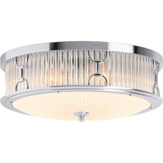 Kohler Terret 27750-FM03-CPL 15" 3-Light Drum Flush Ceiling Light Polished