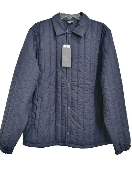 VRST Men's Quilted Shirt Jacket Windbreaker, Regular Fit Nylon Shell, Slate