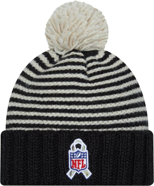 Era Black Jets 2023 Salute to Service Cuffed Pom Knit Hat for Women