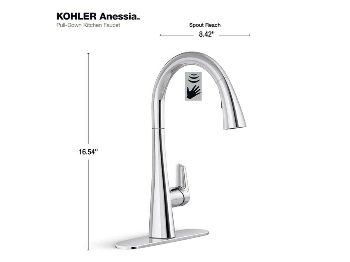 Kohler Anessia R31890-VS Touchless Pull-Down Kitchen Faucet Vibrant Stainless