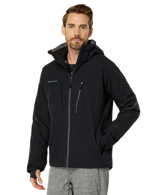 Obermeyer Raze Jacket Men Black Removable Hood Mock Collar Skiing Winter Casual