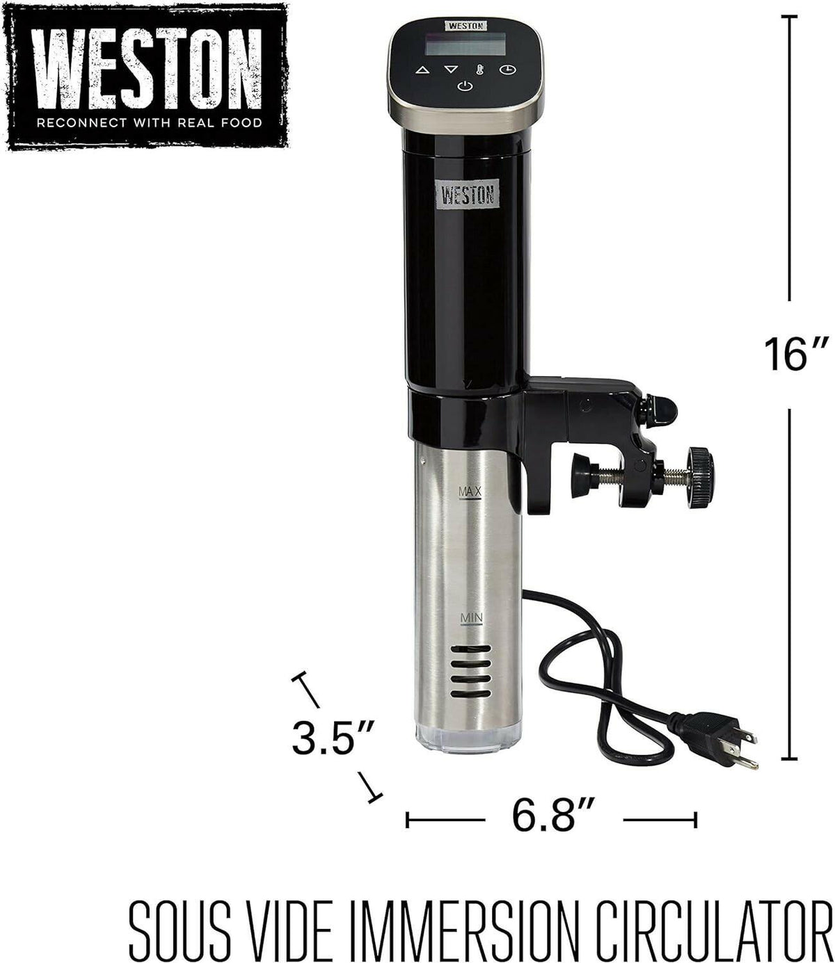 Weston Sous Vide Immersion Circulator 800W Digital Display Cooking Tool Black