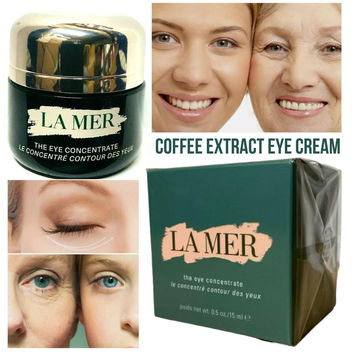 LA MER The Eye Concentrate 0.5 oz Cream for Dark Circles Puffiness Wrinkles