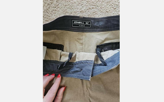 O'Neill Loaded Mini Stripe Men's Hybrid Shorts Khaki Size 34