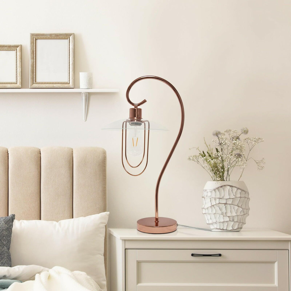 Rose Gold Modern Arched Table Lamp by Simple Designs - 22.5" Elegant Light