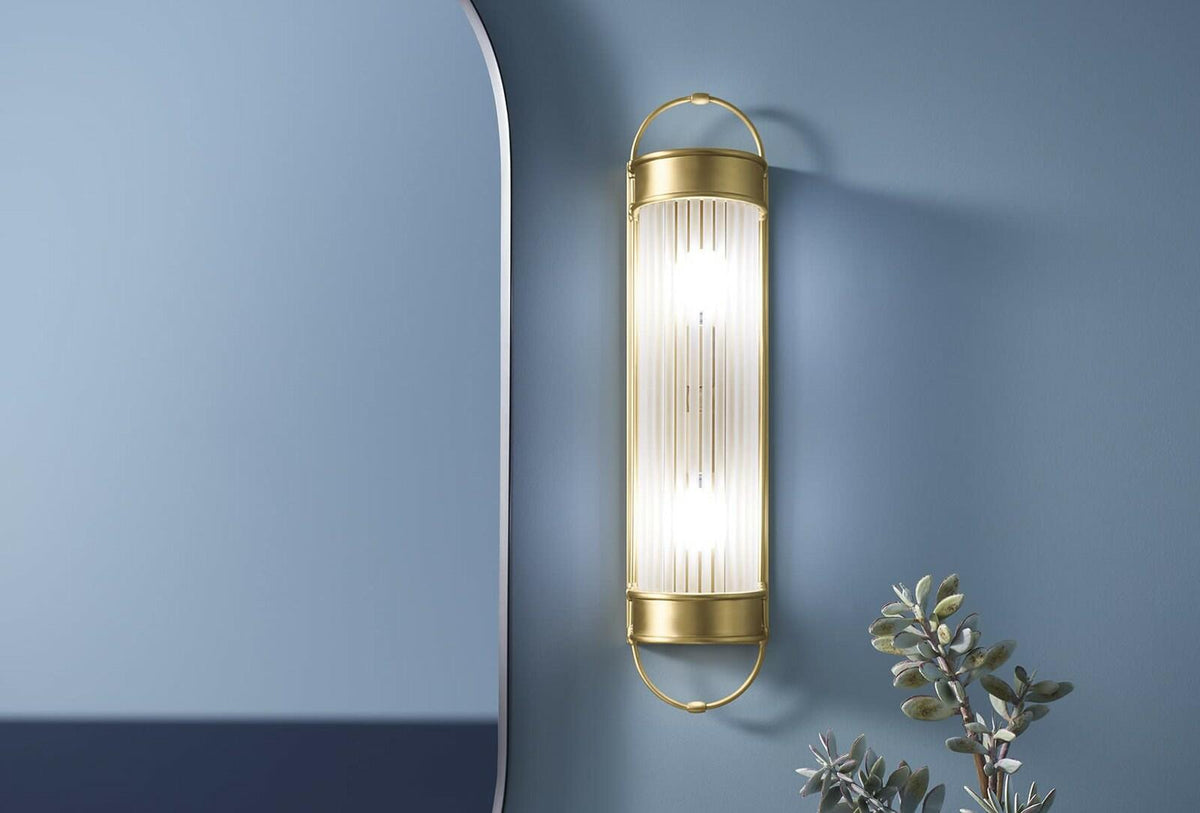 Kohler 27752-SC02-2GL Wall Sconce Brushed Brass Ribbed Glass Bathroom Light