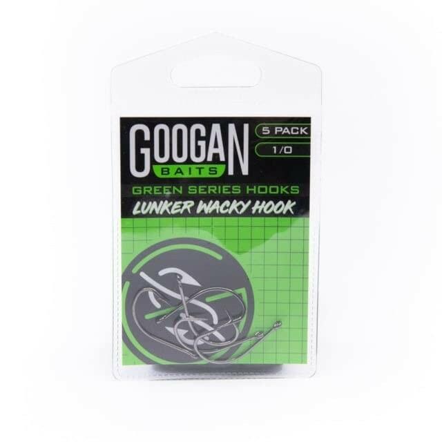 Googan Squad Wacky Lunker Hook 2/0 Green Pumpkin 6 Pack Freshwater Fishing