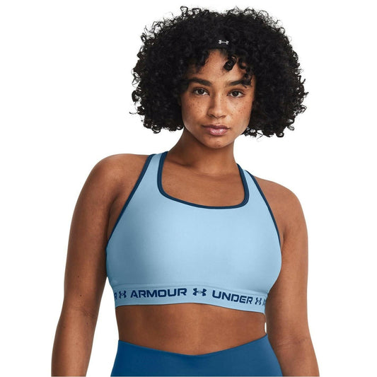 Under Armour Womens Crossback Mid Impact Sports BraDISC, (490) Blizzard / / Varsity Blue, Small