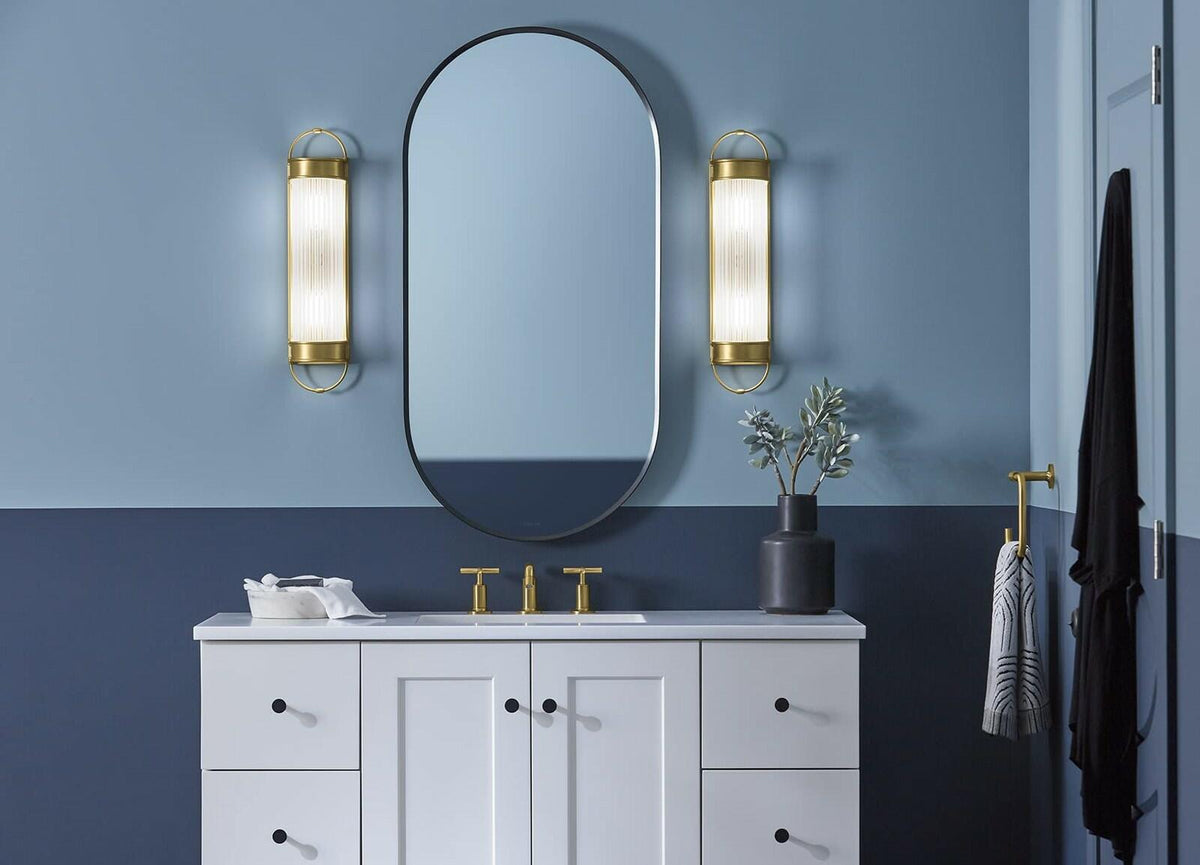 Kohler 27752-SC02-2GL Wall Sconce Brushed Brass Ribbed Glass Bathroom Light