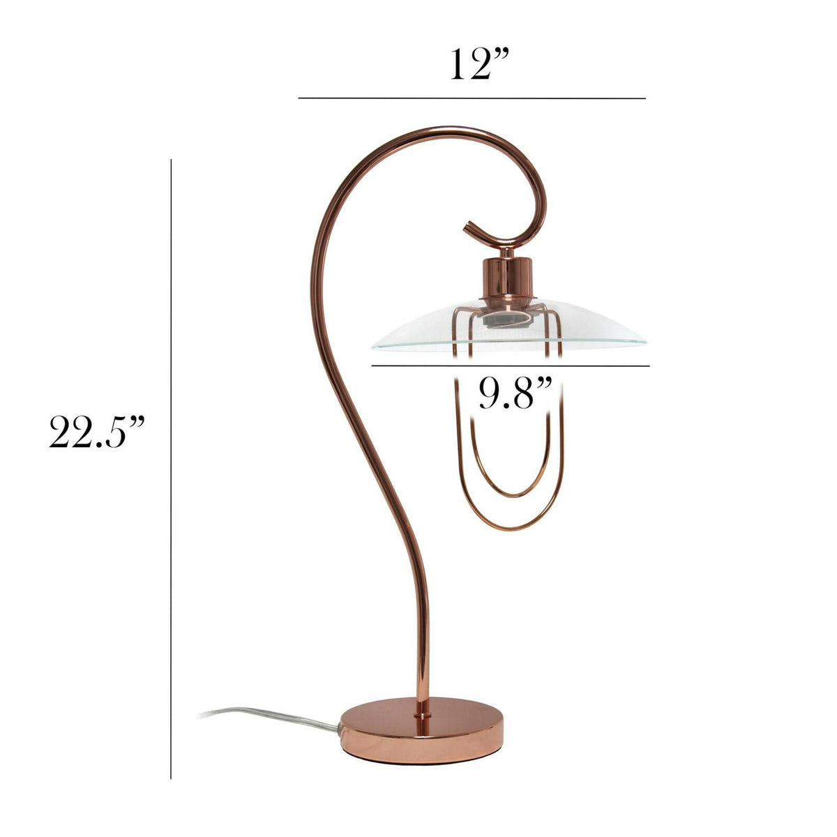 Rose Gold Modern Arched Table Lamp by Simple Designs - 22.5" Elegant Light