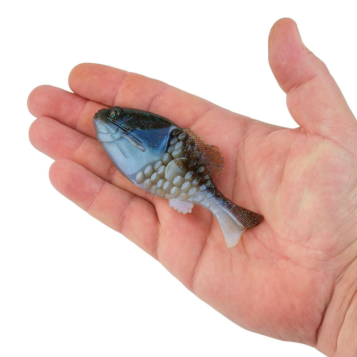 Berkley Powerbait Gilly Soft Bait 110mm - IKE's Green Pumpkin Blue Flash