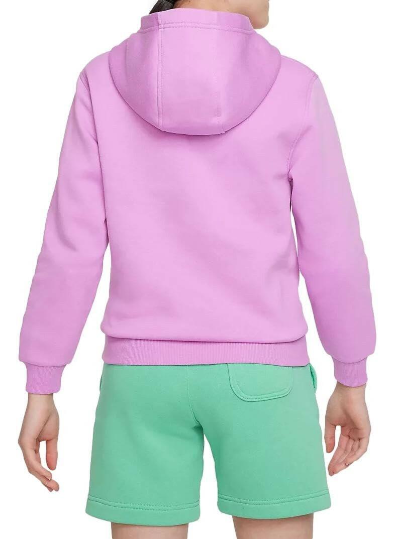 Nike Kids Club Fleece Hoodie Small Rush Fuchsia White Sweatshirt