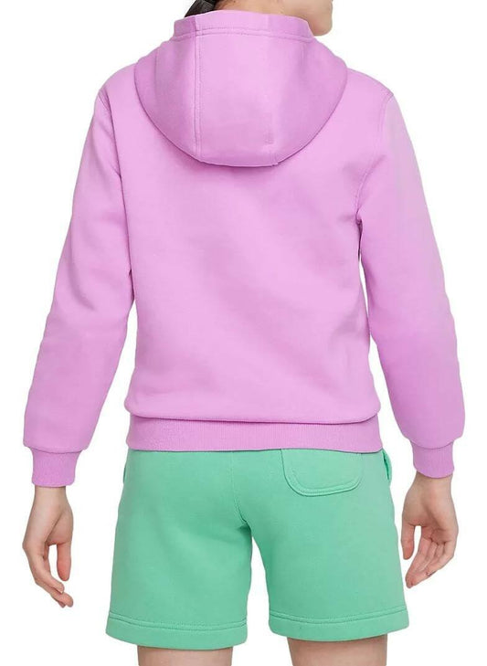 Nike Kids Club Fleece Hoodie Small Rush Fuchsia White Sweatshirt