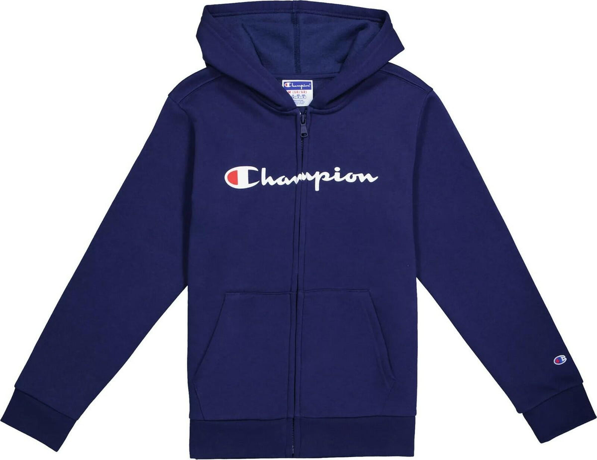 Champion Boys' Athletic Navy Powerblend Full-Zip Hoodie, Size Medium