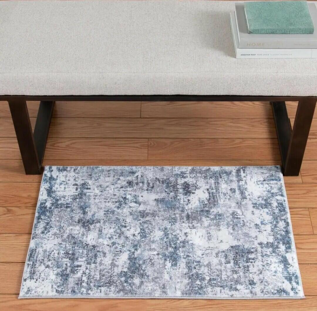 Blue Area Rug 2x3 ft Polyester Machine-Woven by Home Decorators