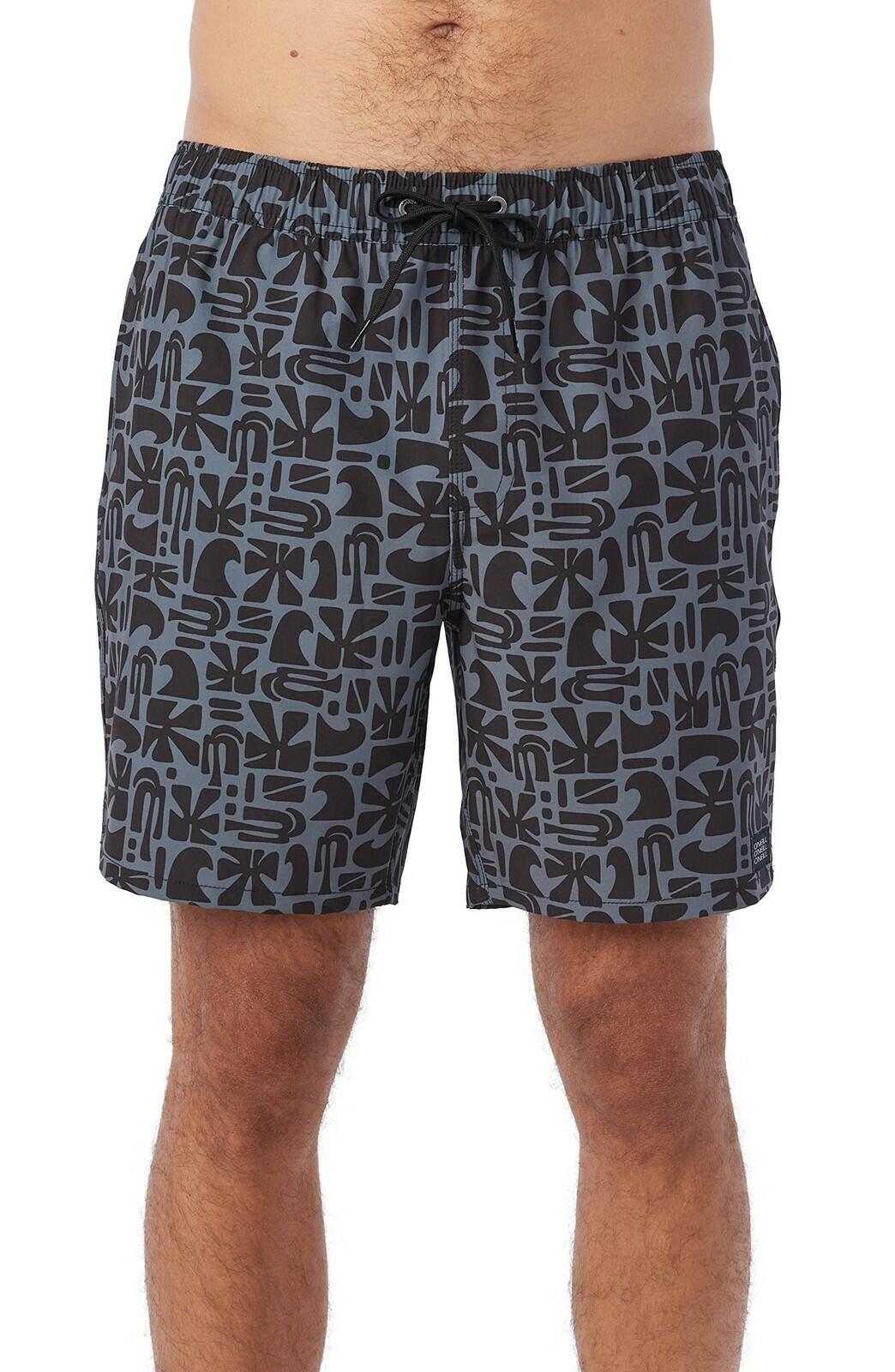 Mens Stencil Volley Swim, Black, XXL
