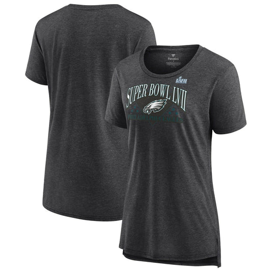 Fanatics Philadelphia Eagles Women's Super Bowl LVII Tri-Blend T-Shirt Charcoal M