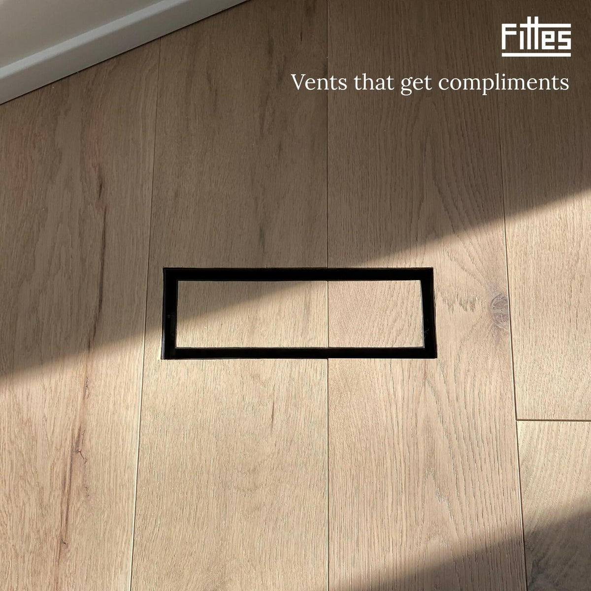 Fittes Flush Floor Vent [Lite] - 4"x12" - Matte Black - 1 Pack