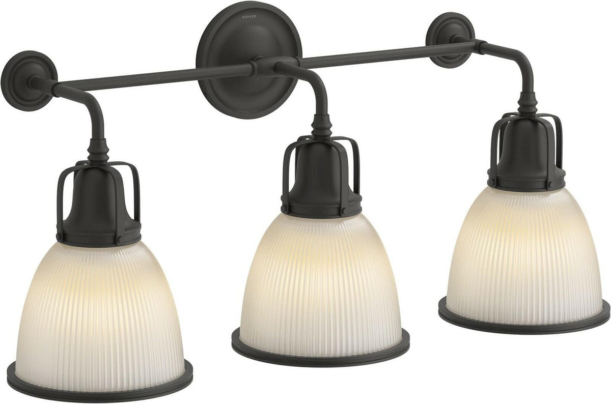 Kohler Hauksbee 32283-SC03 28 in 3 Light Wall Sconce Polished Nickel Glass Shade