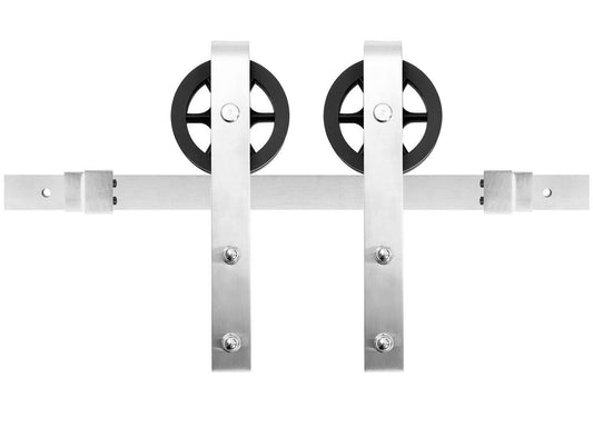 Miseno 120 Inch Barn Door Hardware Kit Large Wheel Stainless Steel Finish