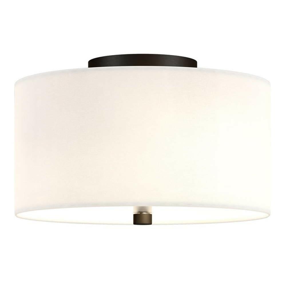 Ellis SF1504 12" Flush Mount Ceiling Light Matte Black White Shade