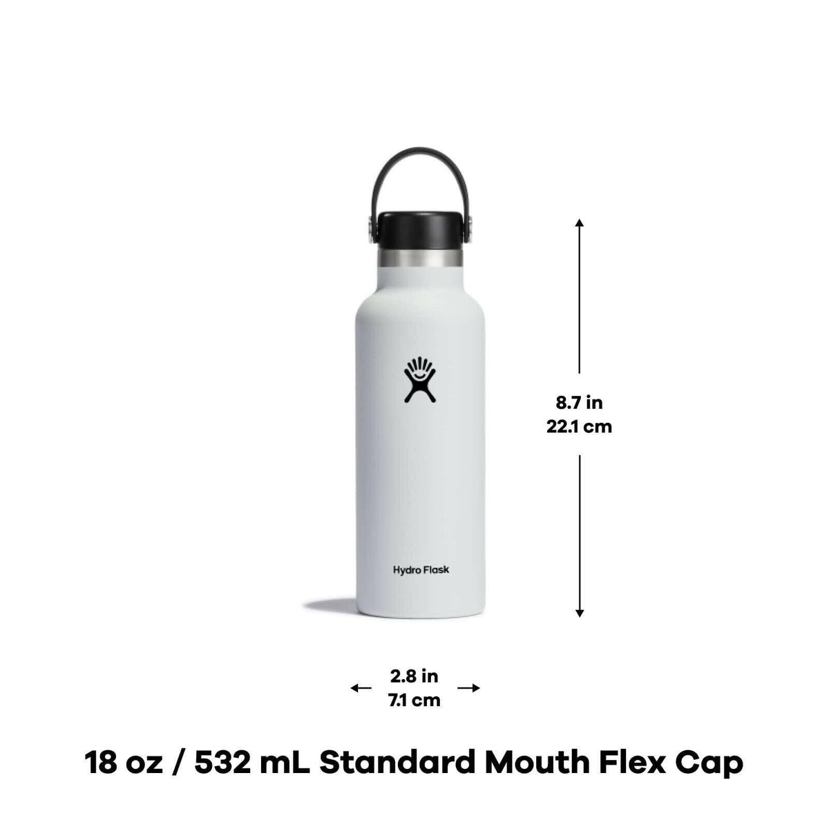 Hydro Flask 18 Oz Water Bottle with Standard Flex Cap - White Steel Thermos