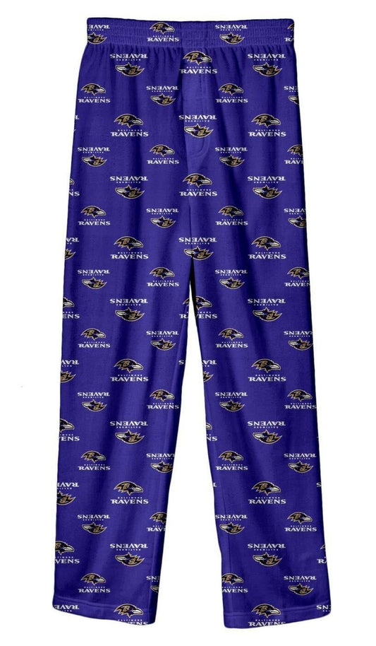 Baltimore Ravens Youth All Over Print Pajama Pants Purple Size Small