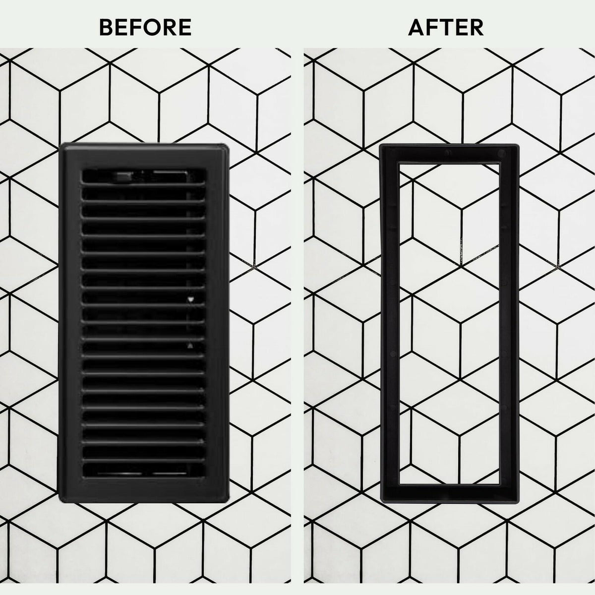 Fittes Flush Floor Vent [Lite] - 4"x12" - Matte Black - 1 Pack