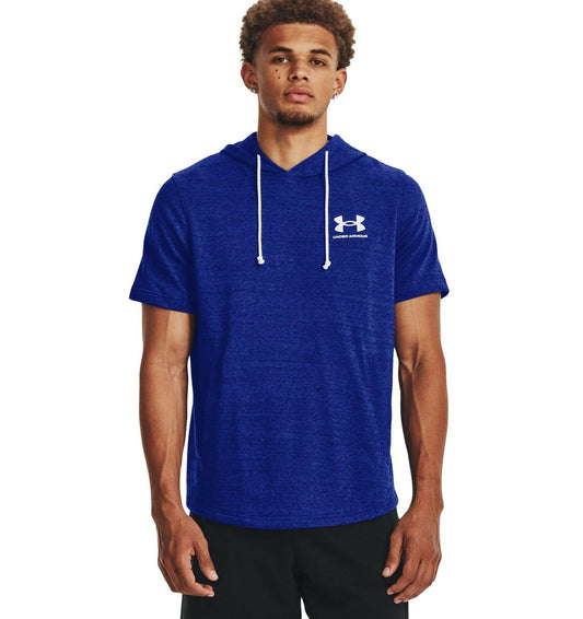 Under Armour Men's Rival Terry Short-Sleeve Hoodie Royal Onyx White Sweatshirt