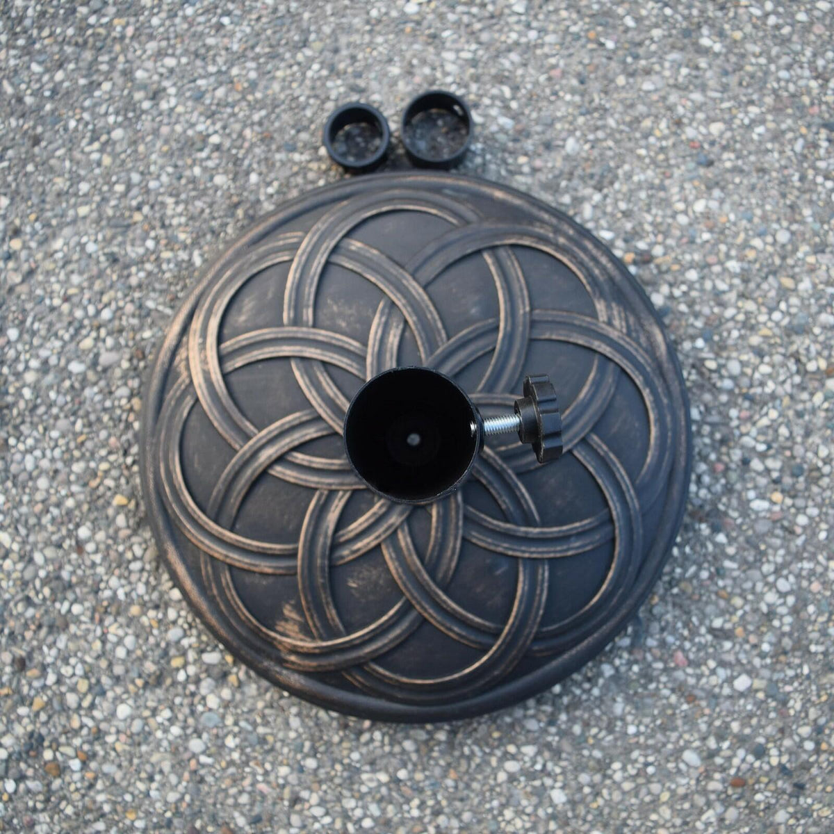 Antique Bronze 33 lb Patio Umbrella Stand Base with Adapters for Stability