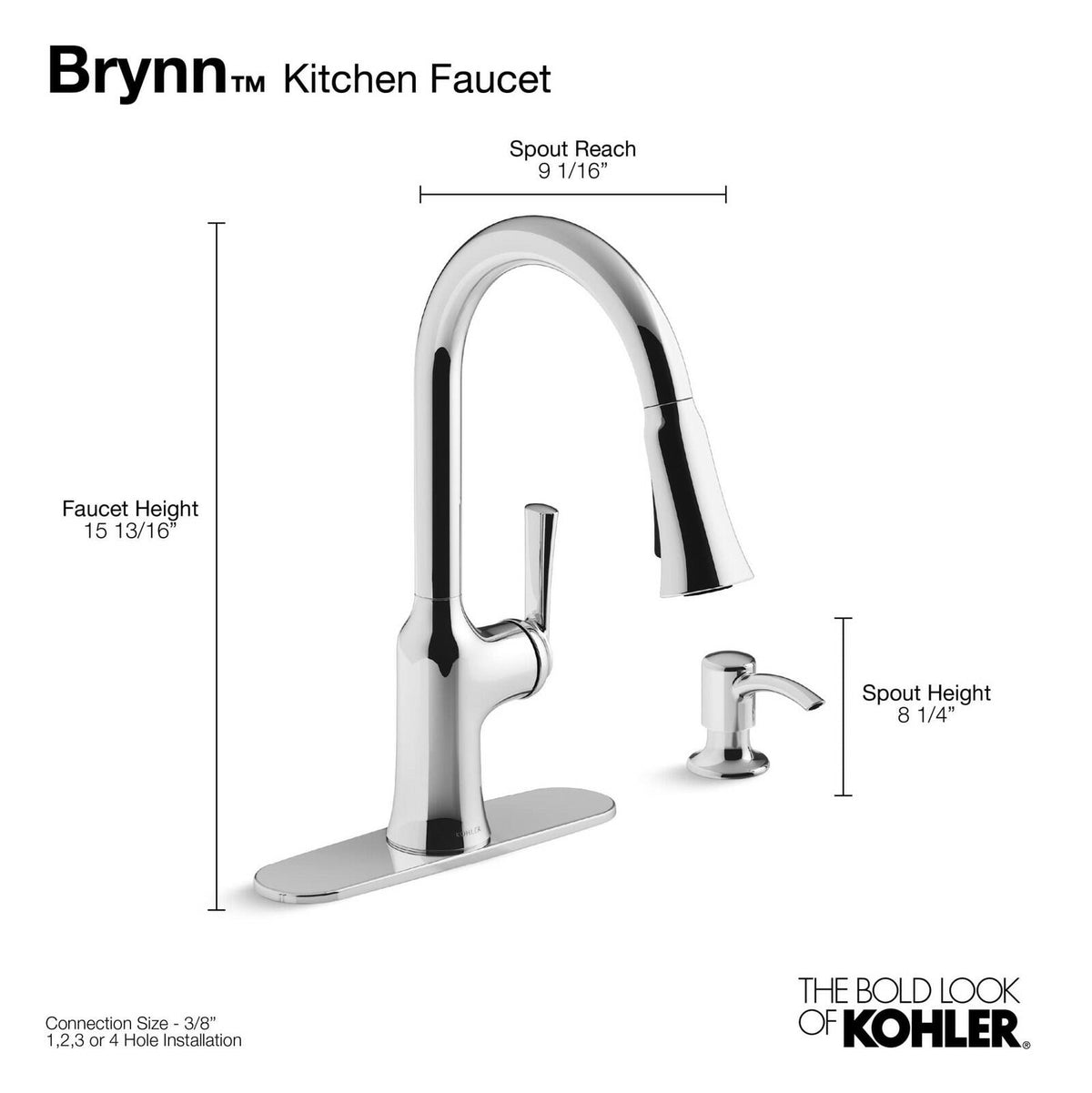 Kohler Brynn S10052217 Pull Down Kitchen Faucet w/Soap Dispenser Vibrant