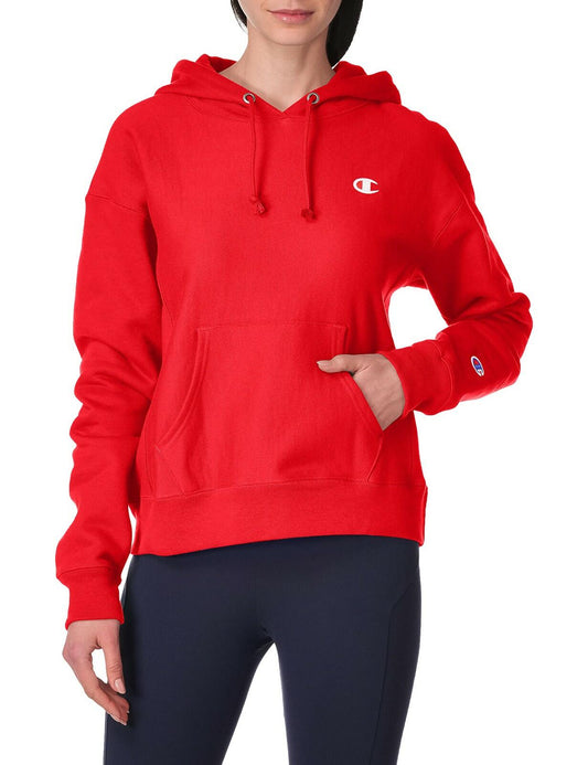 Champion Women's XS Reverse Weave Hoodie Scarlet with Kangaroo Pocket