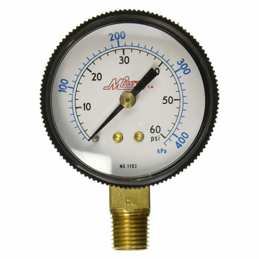 Milton Brass Pressure Gauge 1/4" NPT 0-60 PSI, Dial Gauge 1193