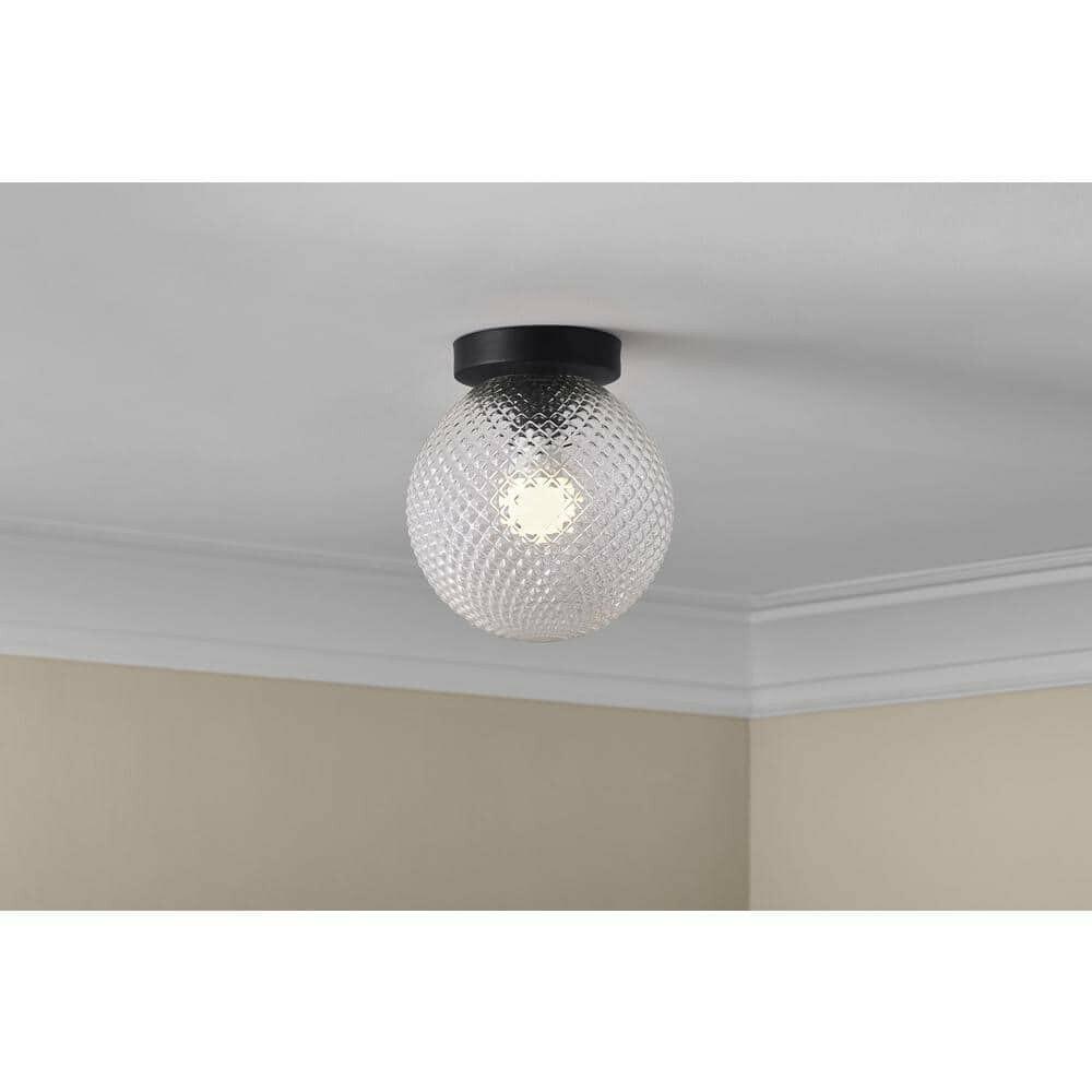 Walsh 24137-004 8" 1-Light Black Flush Mount Prismatic Glass Shade