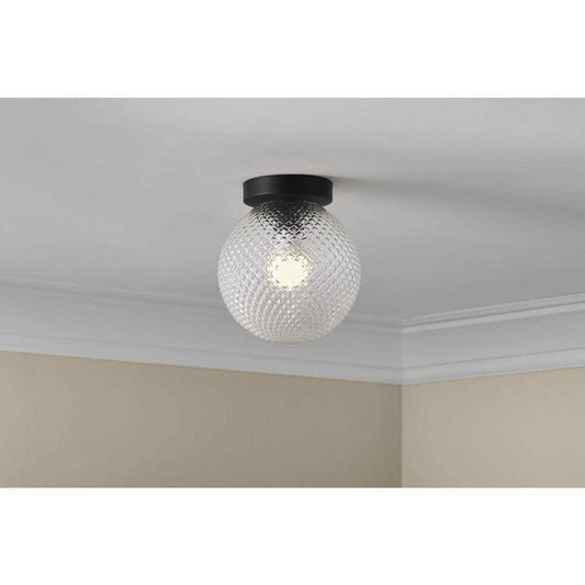 Walsh 24137-004 8" 1-Light Black Flush Mount Prismatic Glass Shade