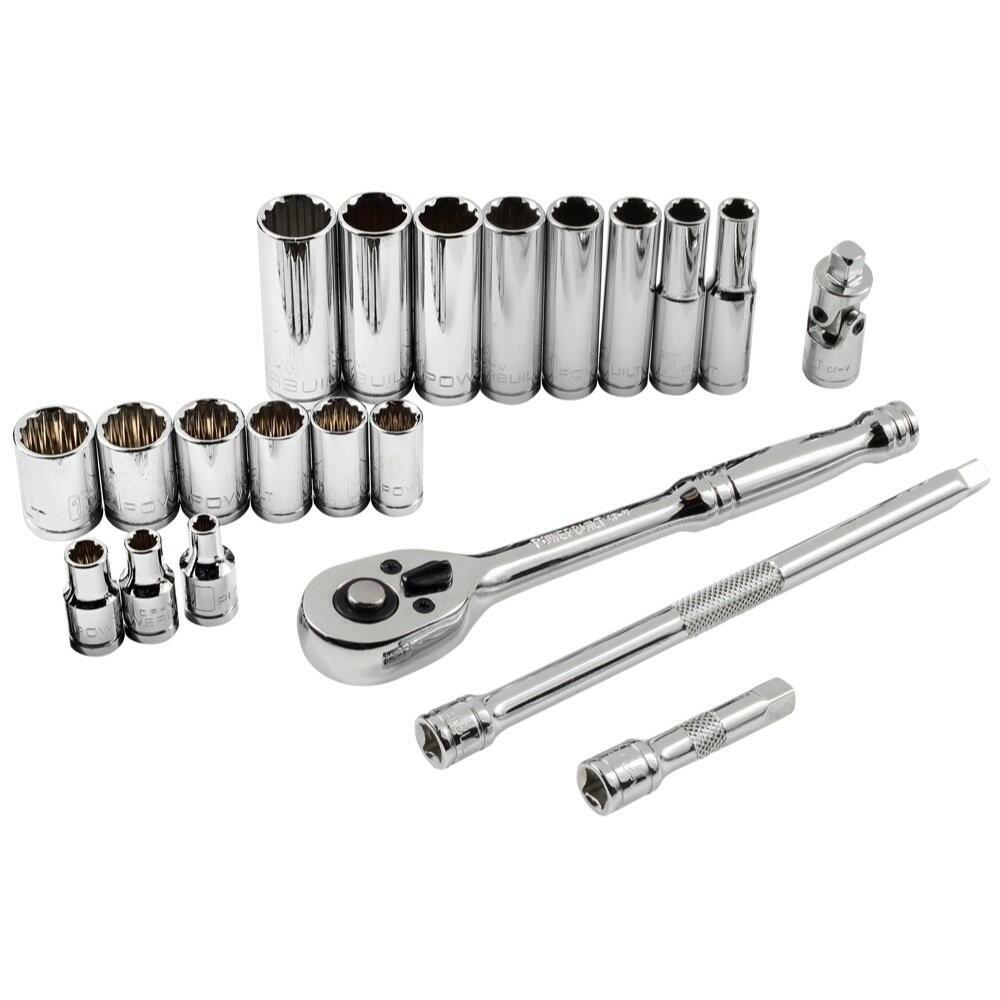 Powerbuilt 940368 Mechanics Tool Set (23 Piece) Dr. 12 Pt. Metric Standard