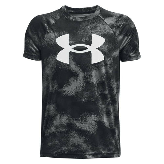 Under Armour Tech Big Logo Boys Short Sleeve T-Shirt Black White Size XS